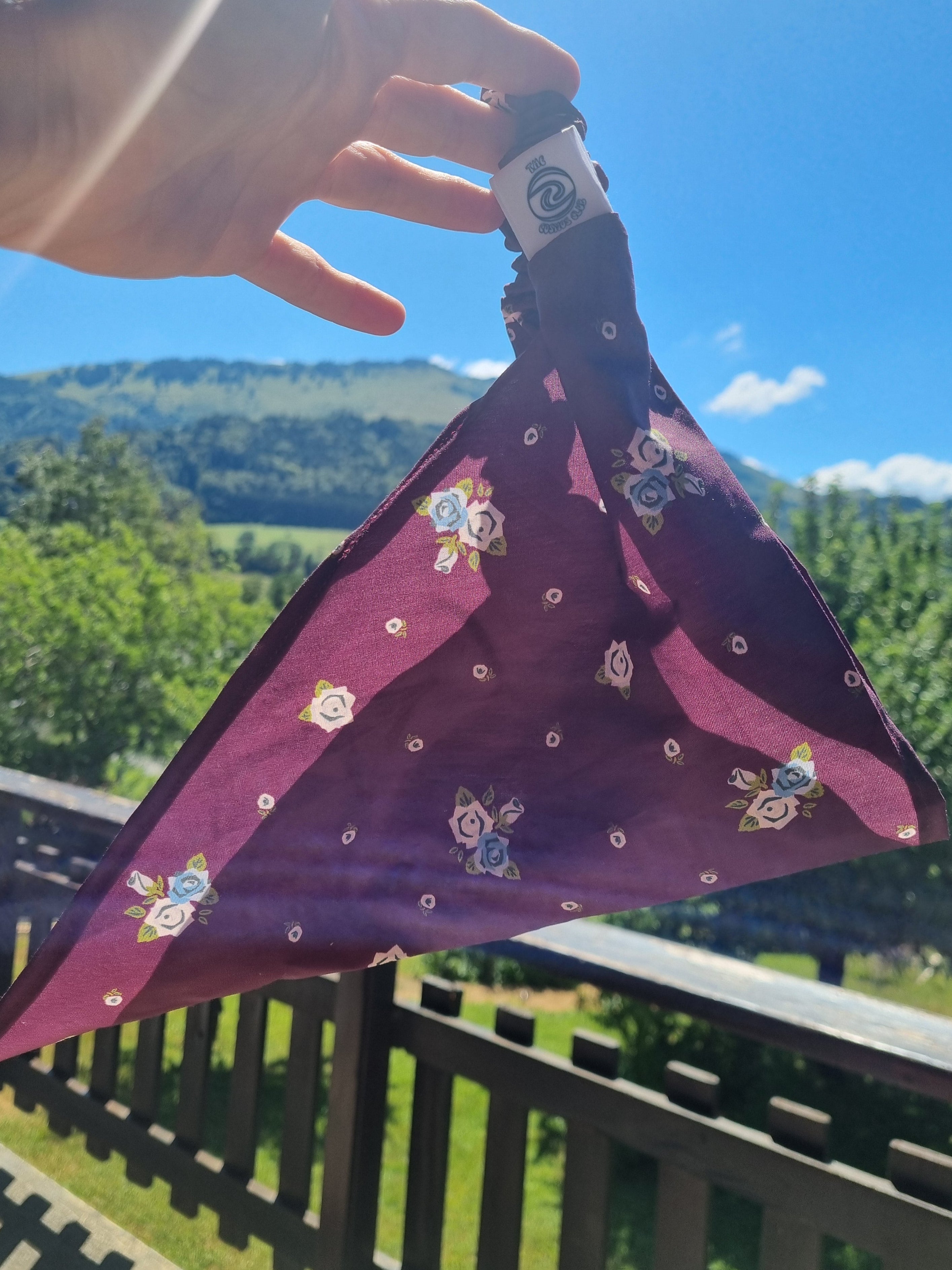 Bandana bandeau triangle fichu cheveux élastiques prune accessoire cheveux